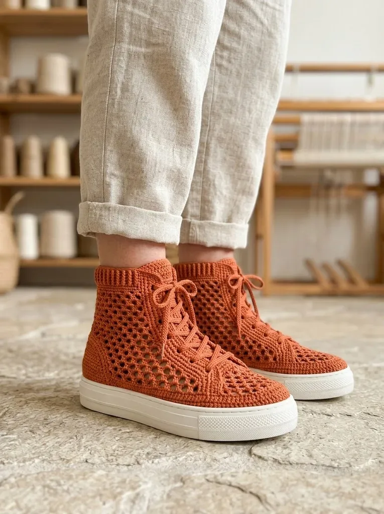 Terracotta Sunset Crochet Sneaker Boots Free Pattern — photo 3