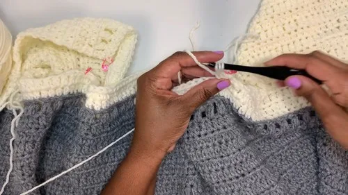 Color block cardigan with puff stitch detailing — photo 4