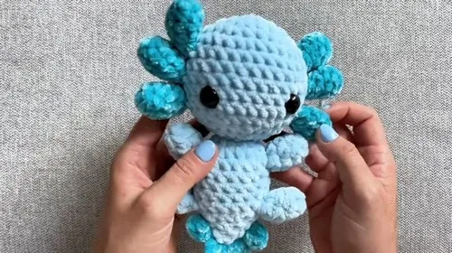 Crochet an axolotl amigurumi with velvet gills — photo 2