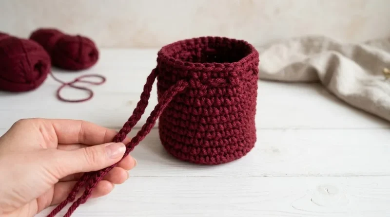 Simple crochet drawstring pouch for everyday carrying — photo 2