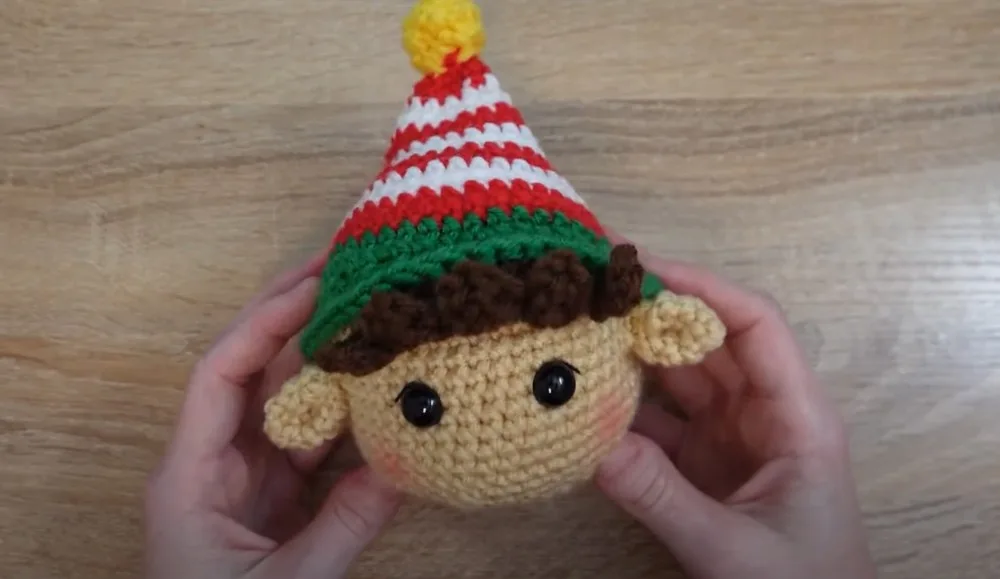 Crochet elf amigurumi pattern for shelf decor