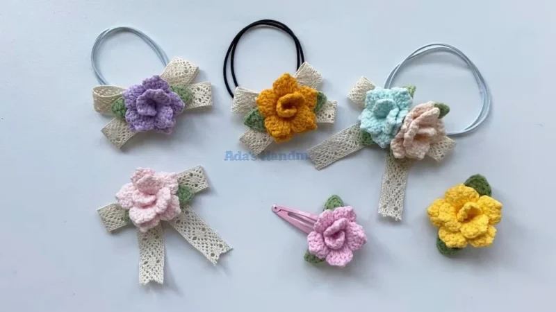 Small crochet flower hairclip pattern for girls — photo 3