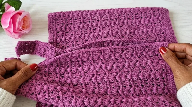 Lacy shell stitch crochet vest in bohemian style — photo 3