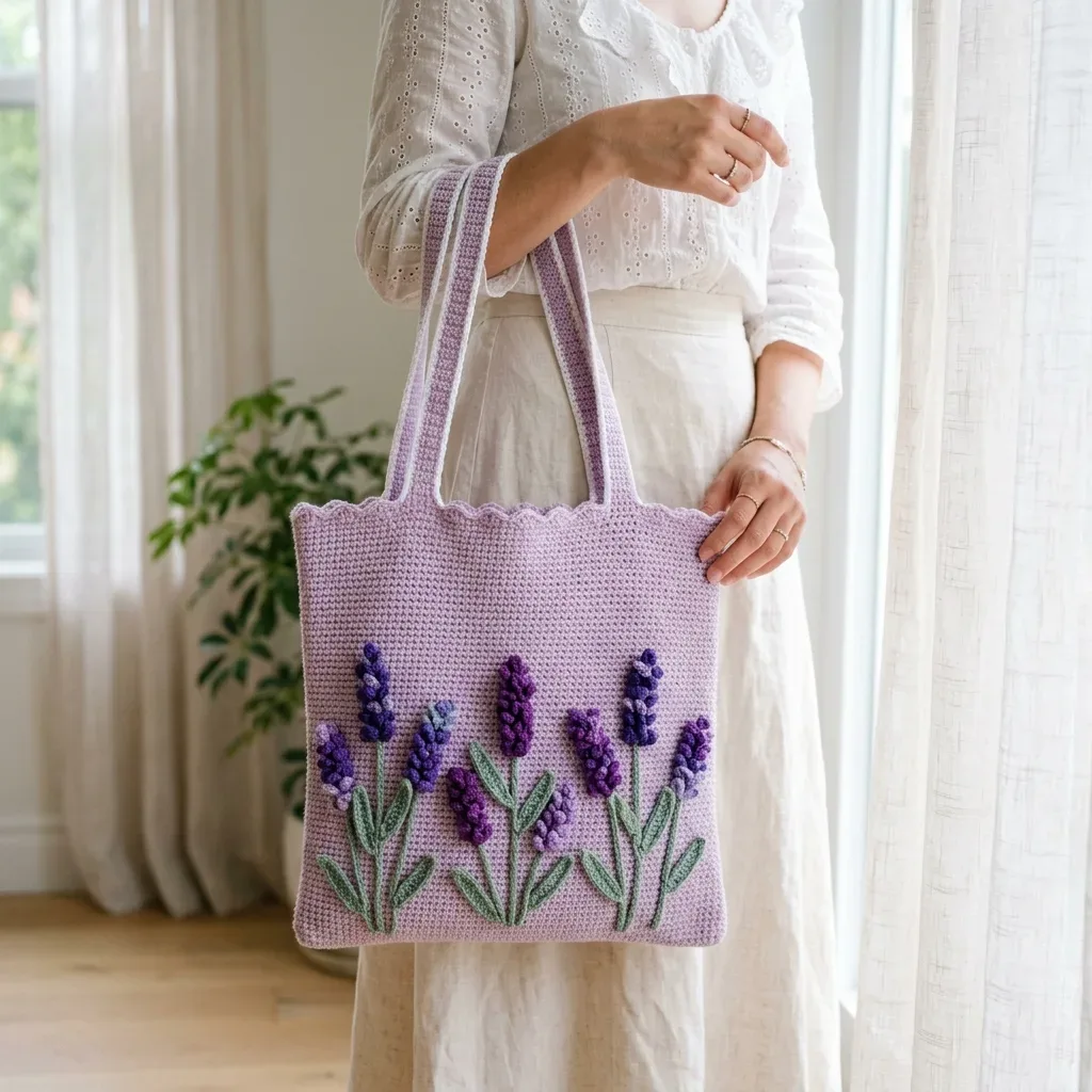 Lavender Fields Crochet Tote: An Appliqued Summer Bag
