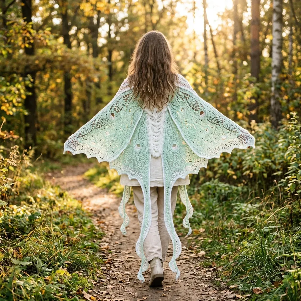 Luna Moth Lace Poncho Crochet Pattern