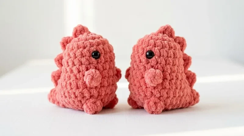 Mini velvet crochet dinosaur pattern for beginners — photo 2