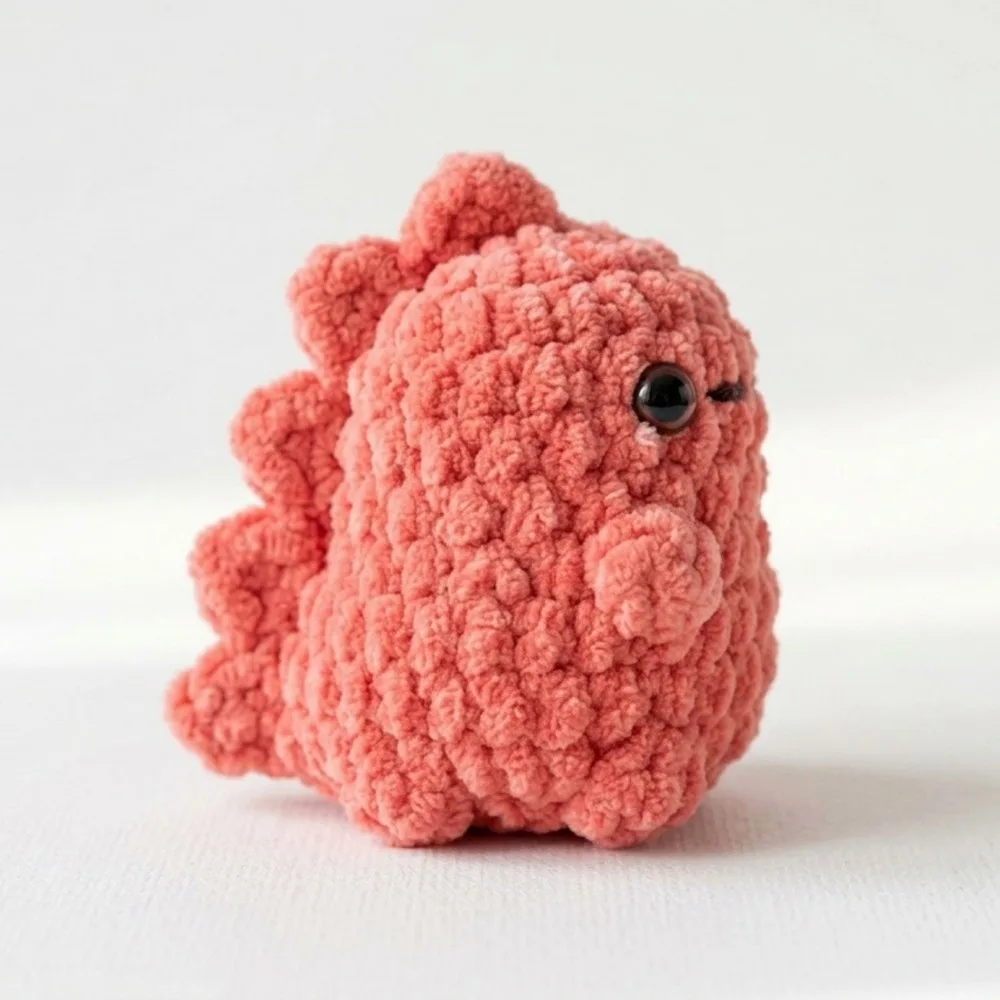 Mini velvet crochet dinosaur pattern for beginners