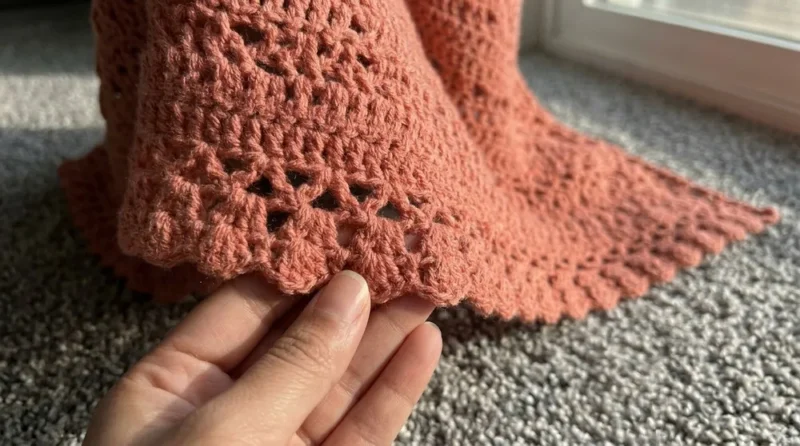 Textured Baby Blanket with a Shell-Stitch Border — photo 3