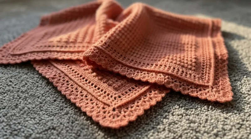 Textured Baby Blanket with a Shell-Stitch Border — photo 2