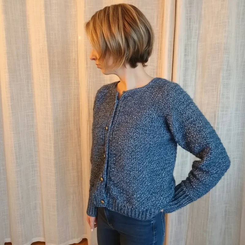 Top-Down Cardigan With Front and Back Loop Texture — photo 2