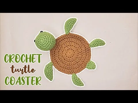 A turtle coaster crochet pattern with legs and head — photo 3