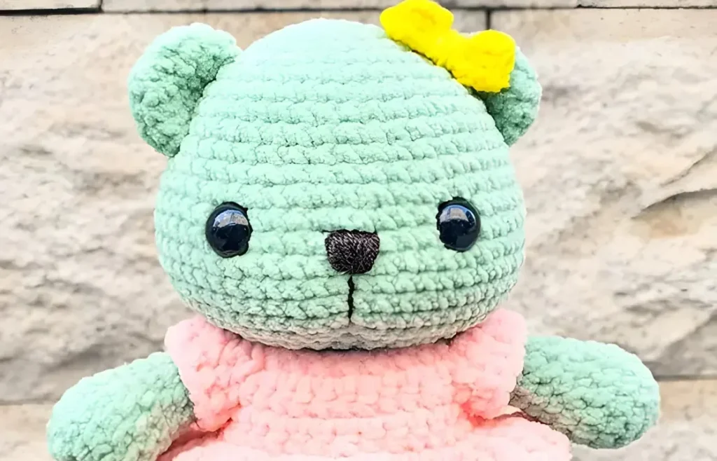 Chenille plush bear amigurumi pattern with soft rounds
