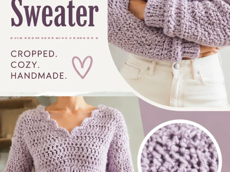 Chunky crochet cropped pullover sweater pattern