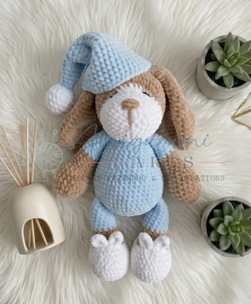 Crochet dog amigurumi in pajamas pattern