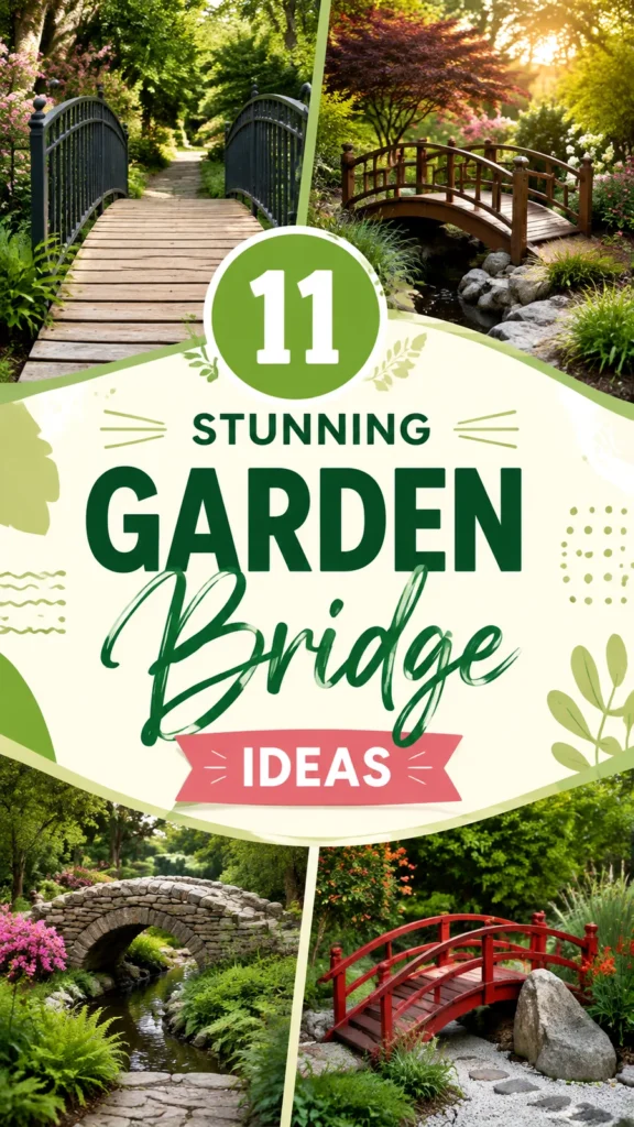 Crochet garden bridge panel for backyard-inspired wall art
