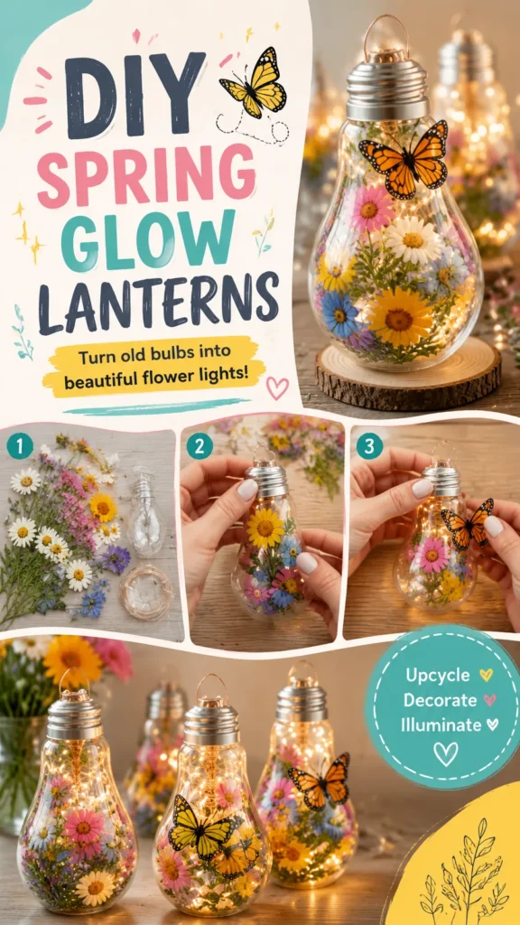 Crochet lantern cover with flowers and butterfly trim