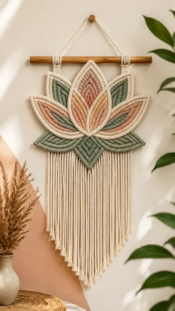 Crochet leaf wall hanging with raised vein detail