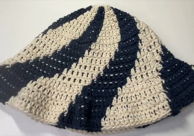 Crochet swirl sun hat with a tapestry-color brim