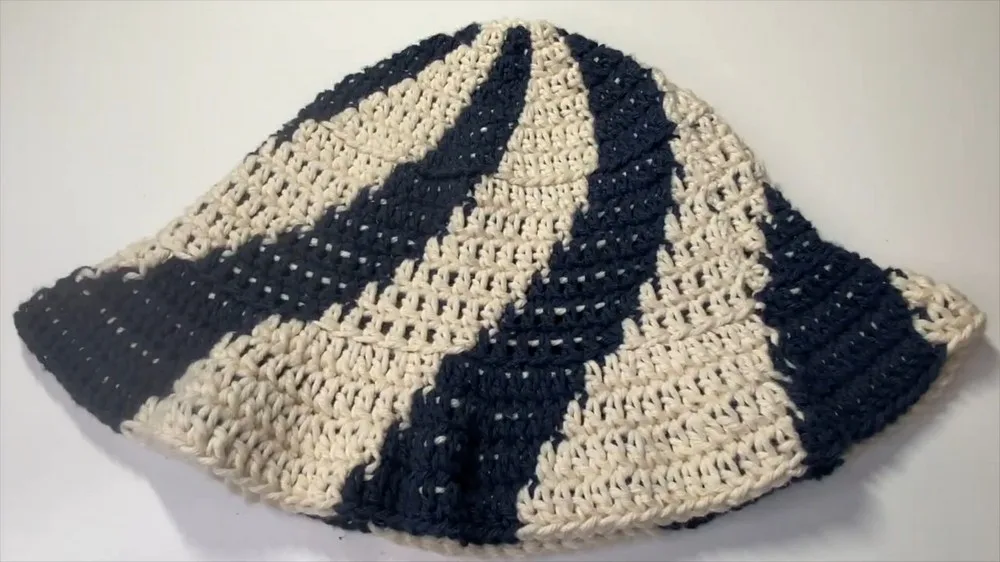 Crochet swirl sun hat with a tapestry-color brim