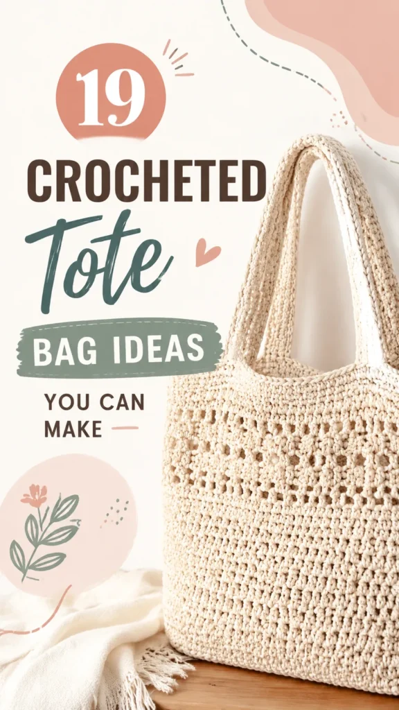 Crochet tote bag with textured puff stitch panels