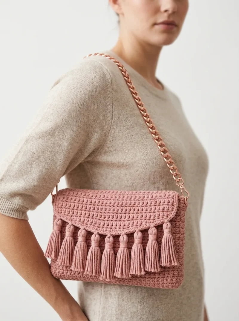 Dusty rose tassel crossbody bag crochet pattern β photo 3