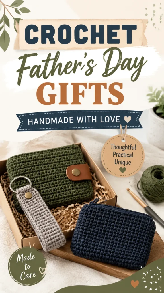 A folded crochet wallet set made for men