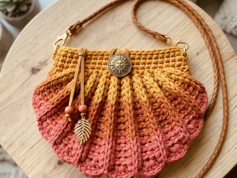 Ombre seashell clutch bag crochet pattern
