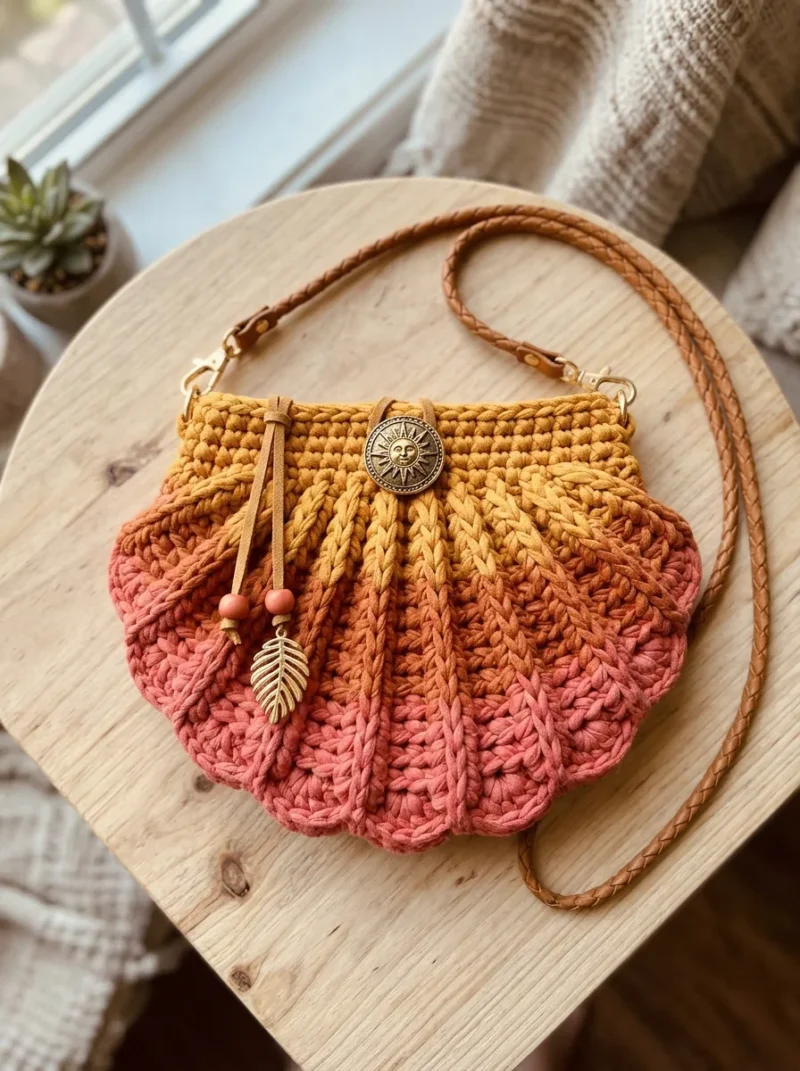 Ombre seashell clutch bag crochet pattern — photo 2