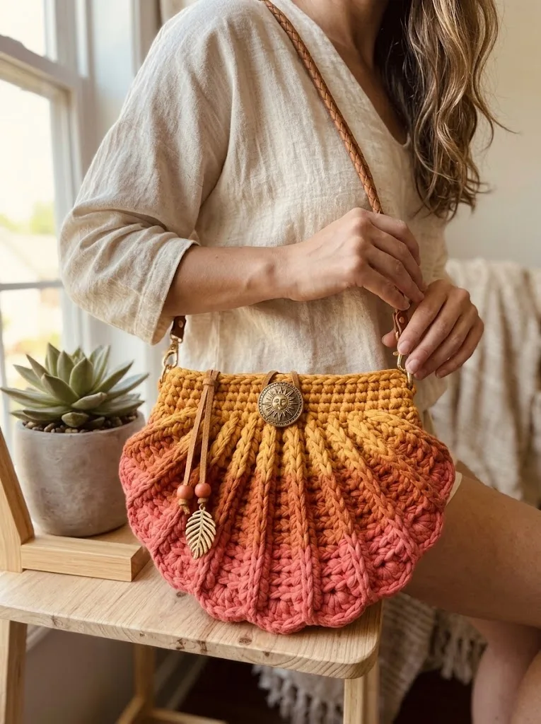 Ombre seashell clutch bag crochet pattern — photo 3