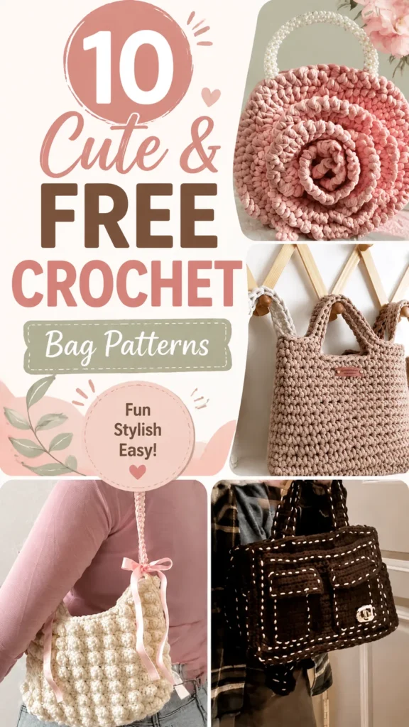 Panel-built crochet bag with a textured waistcoat stitch