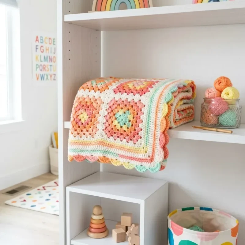 Rainbow sherbet granny squares make a cheerful baby blanket — photo 3
