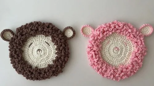 Sheep coaster placemat crochet pattern with chain-loop fleece — photo 2