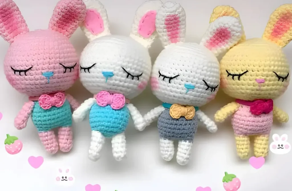 Sleeping bunny amigurumi pattern for a curled softie