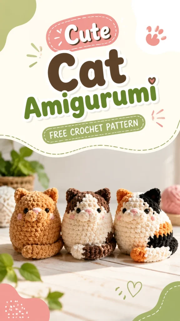 Small stuffed cat amigurumi pattern for beginners