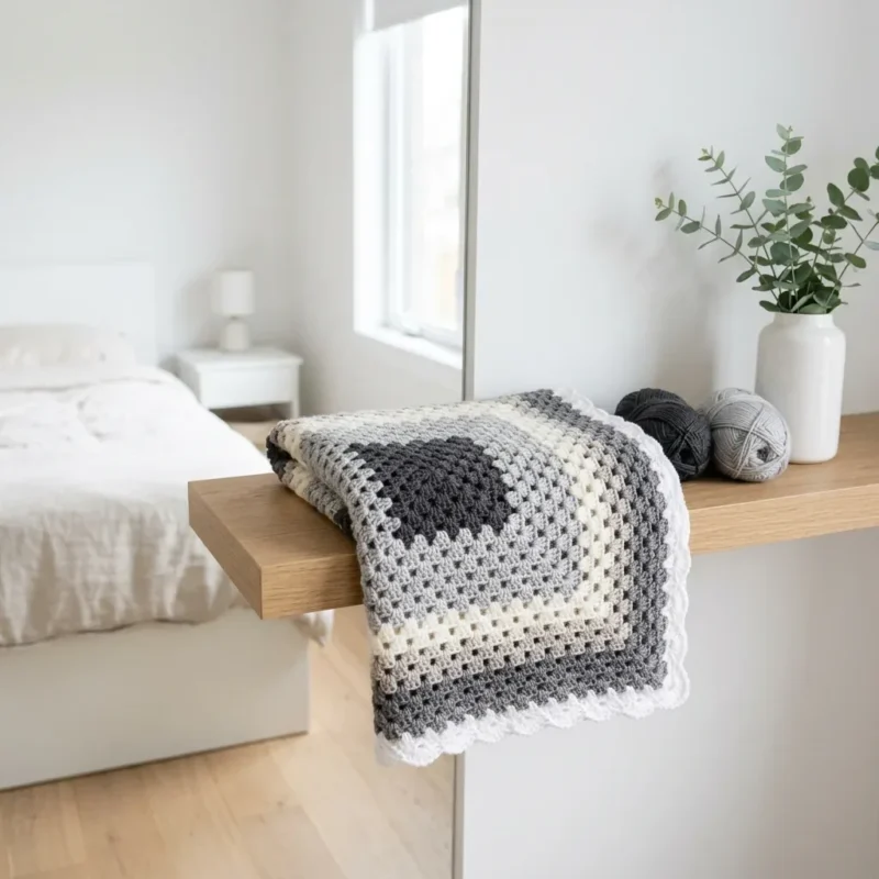 Stormy gray neutral granny square blanket pattern — photo 2