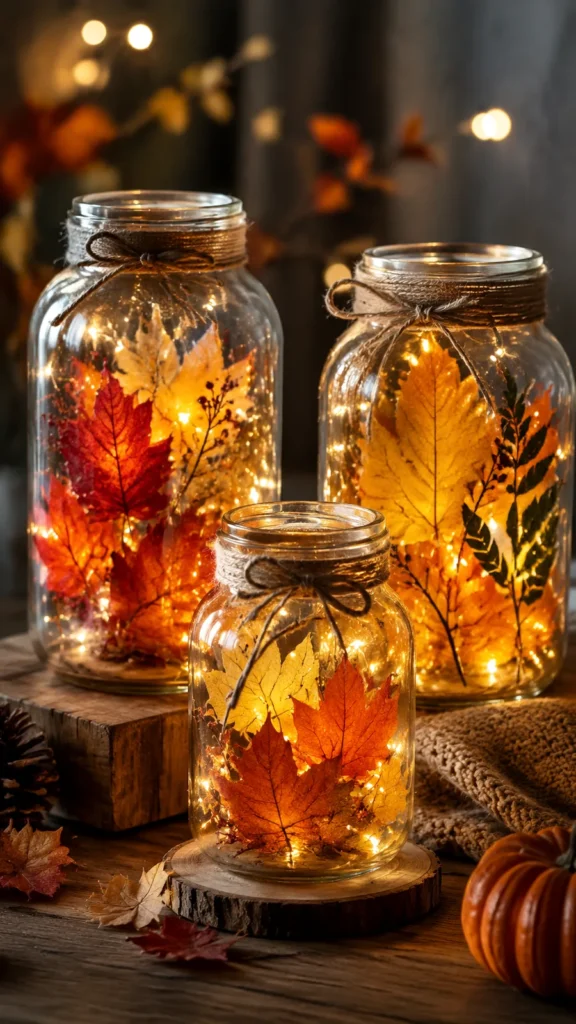 Textured crochet jar cover for cozy fall lantern decor
