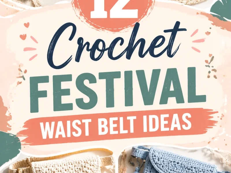 A textured crochet waist bag with a curved flap
