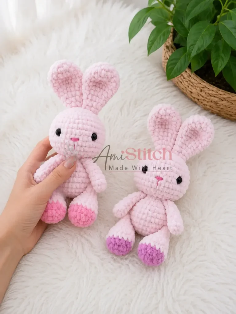 Velvet yarn crochet bunny amigurumi pattern